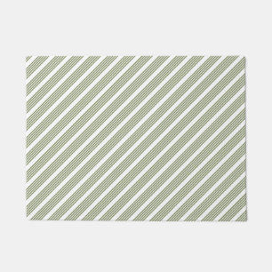 Paillasson Motif à cinq bandes vert et blanc olive