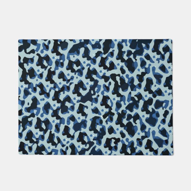 Paillasson Motif Abstrait Camo noir bleu (Devant)