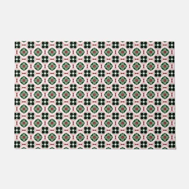 Paillasson Motif abstrait de Noël funky boho rétro mignon (Devant)