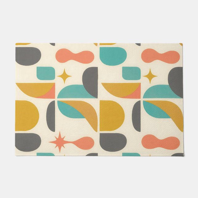 Paillasson Motif Abstrait Moderne du Milieu du Siècle (Devant)