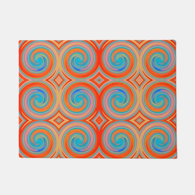 Paillasson Motif Abstrait Orange Blue (Devant)