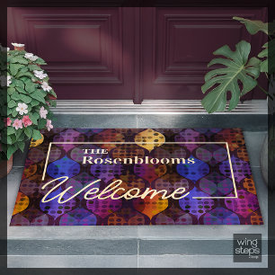 Paillasson Motif Abstrait personnalisé point Wavy Purple Blue