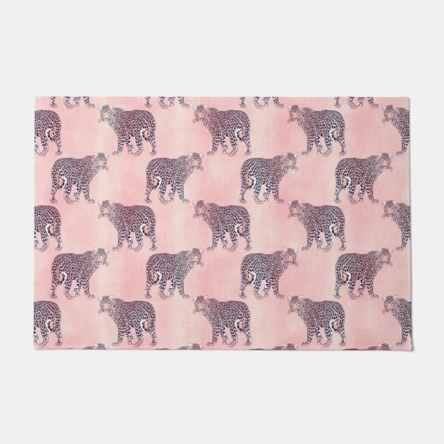 Paillasson Motif animal léopard rose moderne (Devant)