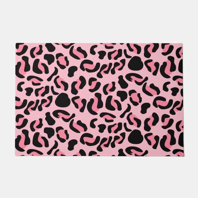 Paillasson Motif animalier rose moderne léopard (Devant)