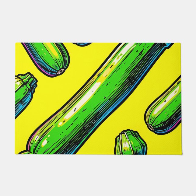 Paillasson Motif Art Pop Néon Courgette (Devant)