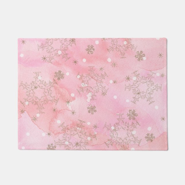 Paillasson Motif Boho de Noël rose (Devant)