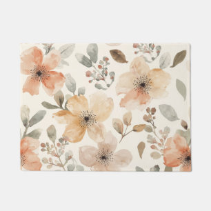 Paillasson Motif botanique à l'aquarelle de fleurs de pêche b