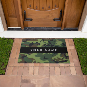 Paillasson Motif Camouflage Vert, Votre nom, Personnaliser