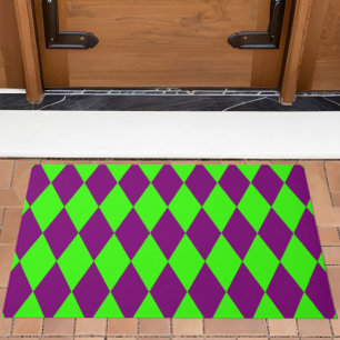 Paillasson Motif Carreaux Harlequin Vert Violet 