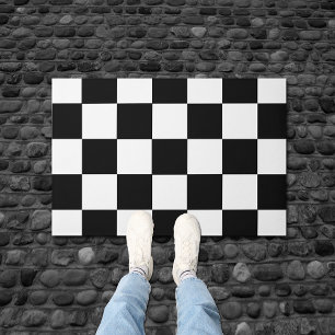Paillasson Motif Checkered noir et blanc de damier