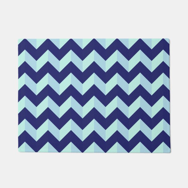 Paillasson Motif Chevron Bleu (Devant)