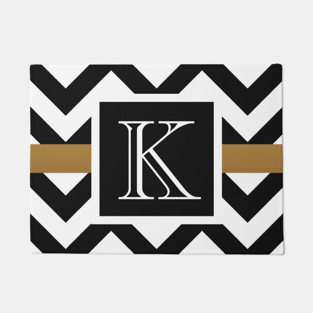 Paillasson Motif Chevron noir et blanc (Devant)