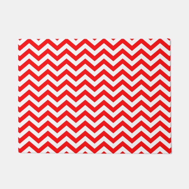 Paillasson Motif Chevron Rouge et Blanc (Devant)