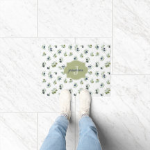 Motif chic aquarelle Monogramme Nom Vert olive