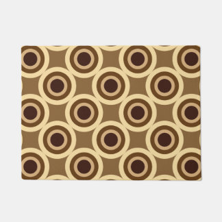 Paillasson Motif Cible Rétro Taupe Moka - Milieu de Siècle