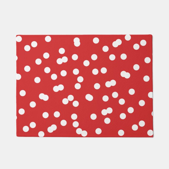 Paillasson Motif Confetti de Noël rouge et blanc (Devant)