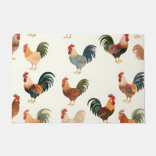 Paillasson Motif Coq Vintage Style Ferme Ancienne