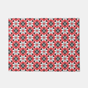 Paillasson Motif croisé transparent rouge et noir