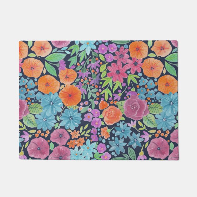 Paillasson Motif d'aquarelle florale (Devant)