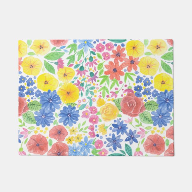 Paillasson Motif d'aquarelle florale (Devant)