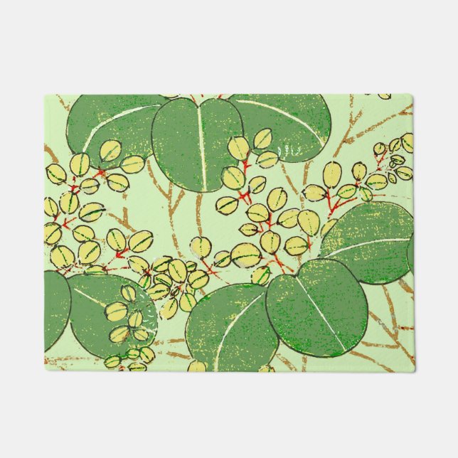 Paillasson Motif d'art botanique floral de la feuille japonai (Devant)