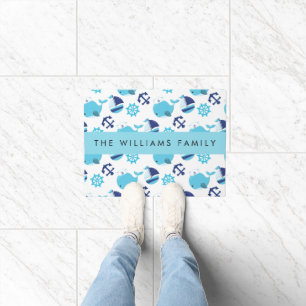 Paillasson Motif De Baleines, Baleines Bleues, Votre Nom