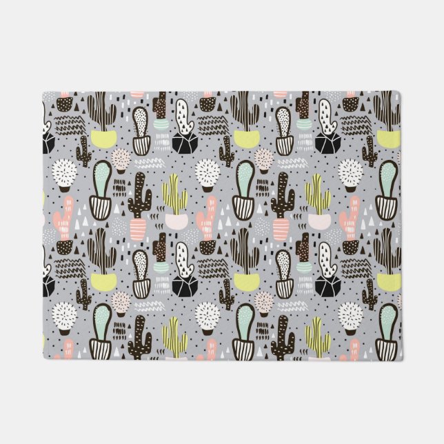 Paillasson Motif de cactus texturés à la main (Devant)