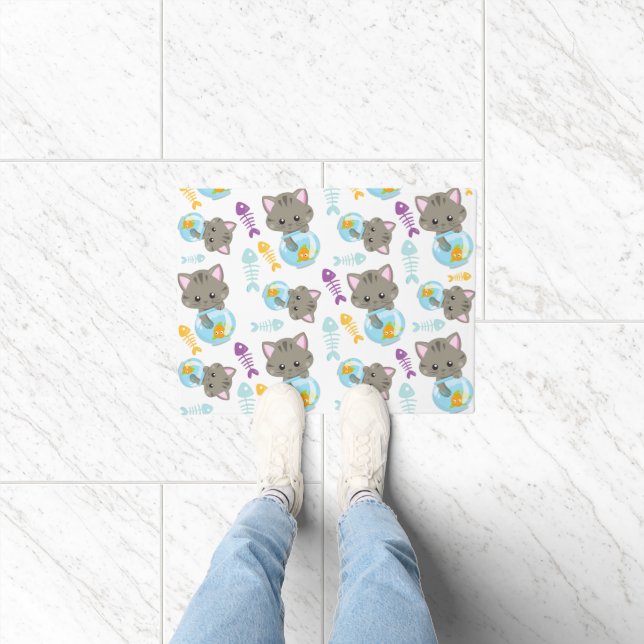 Paillasson Motif De Chats, Chats Mignons, Chatons, Poisson (Intérieur)