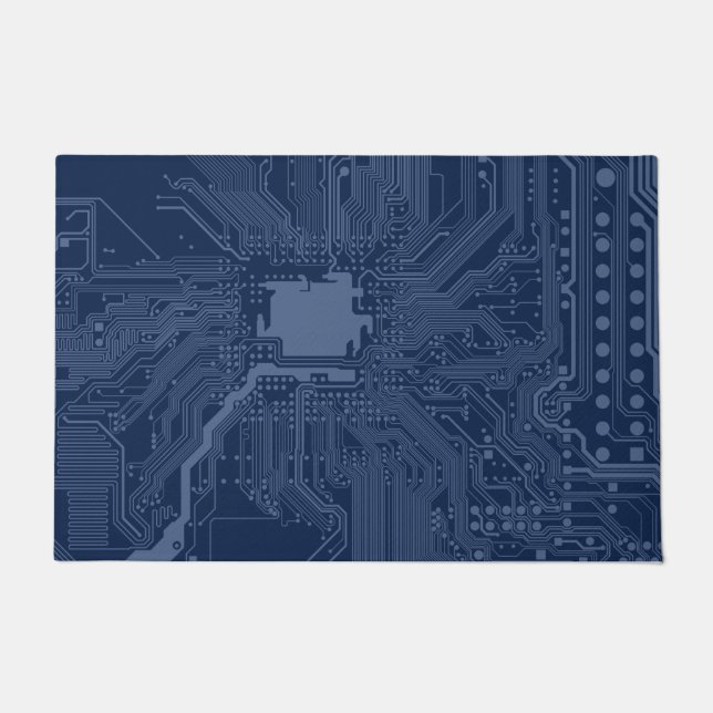 Paillasson Motif de circuit Geek bleu (Devant)