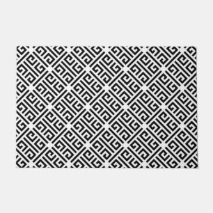 Paillasson Motif de clé grecque de fusion noir et blanc
