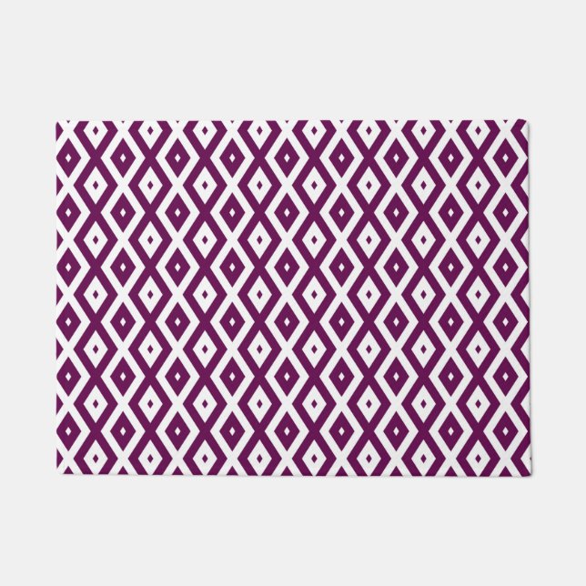 Paillasson Motif de diamant blanc et violet de prune (Devant)