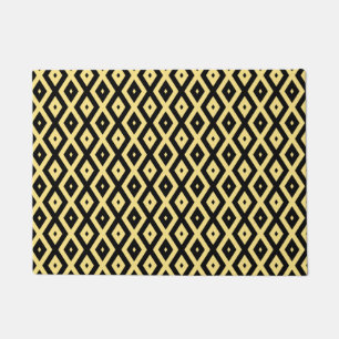 Paillasson Motif de diamant jaune citron et noir