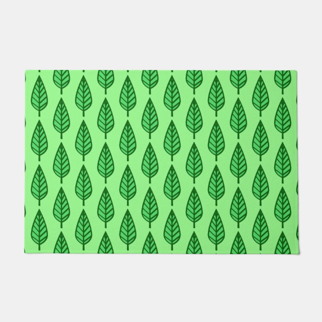 Paillasson Motif de feuille de hêtre, nuances de vert (Devant)