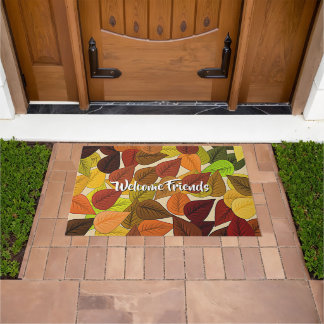 Paillasson Motif de feuilles d'automne Bienvenue les amis
