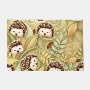 Paillasson Motif de feuilles d'automne de hérisson mignon