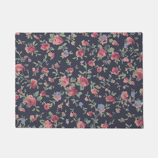 Paillasson Motif de fleurs 18" x 24" Porte Mat (Devant)