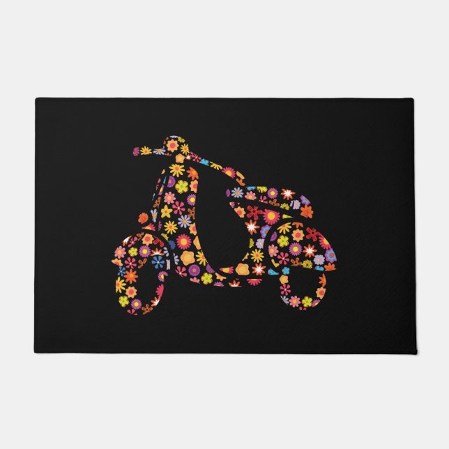 Paillasson Motif de fleurs de scooter moteur (Devant)