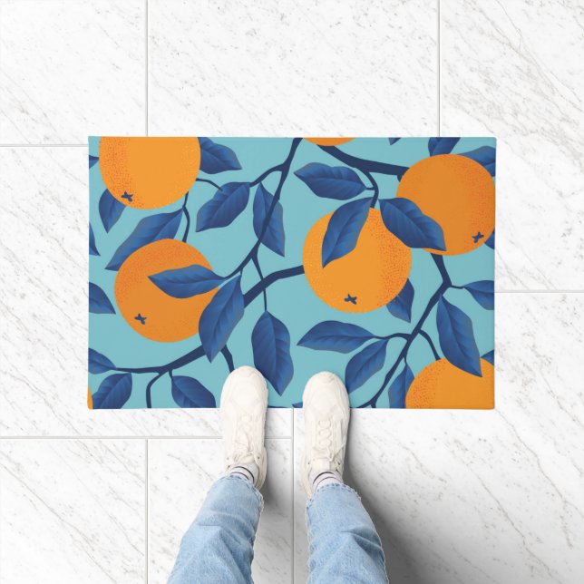 Paillasson Motif de la branche orange bleue (Intérieur)
