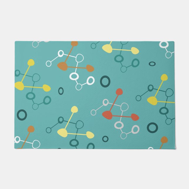 Paillasson Motif de l'âge atomique Turquoise (Devant)