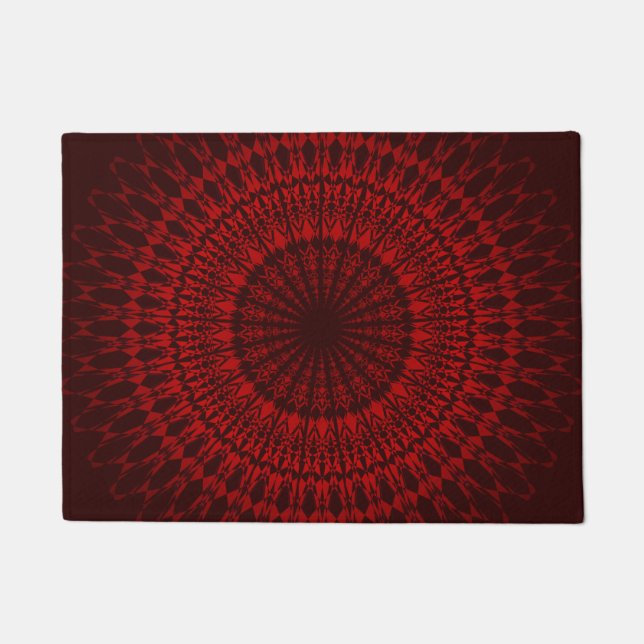 Paillasson Motif de Mandala rouge foncé (Devant)