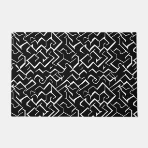 Paillasson Motif de méandre noir et blanc Gothique moderne