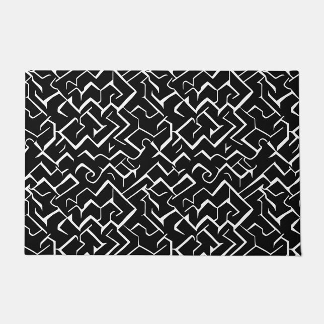 Paillasson Motif de méandre noir et blanc | Gothique moderne (Devant)