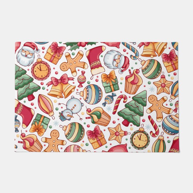 Paillasson Motif de Noël Vintage, Bonne année (Devant)