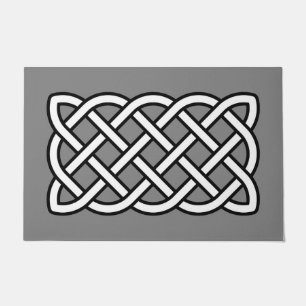 Paillasson Motif de noeud celte, noir et blanc sur gris / gri