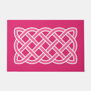 Paillasson Motif de noeud celtique, Fuchsia rose et blanc