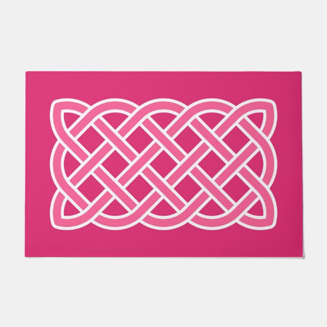 Paillasson Motif de noeud celtique, Fuchsia rose et blanc (Devant)