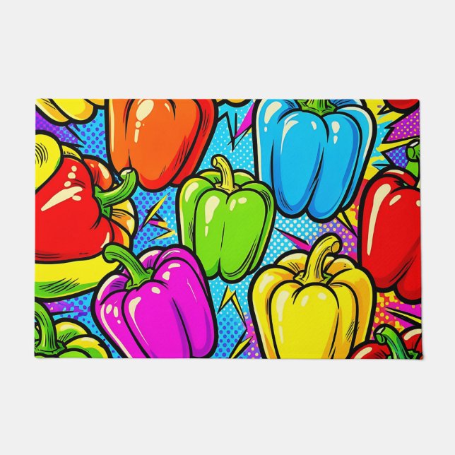 Paillasson Motif de poivrons Pop Art (Devant)