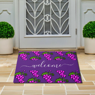 Paillasson motif de raisins mauves - Bienvenue