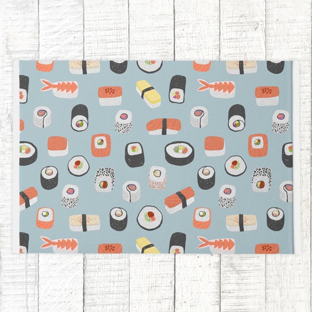 Paillasson Motif de rouleaux Sushi Nigiri Maki (Japanese sushi fun food themed doormat)