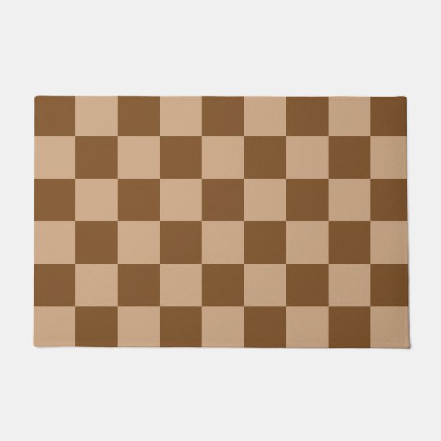 Paillasson Motif de tableau de bord Retro Brown Checkerboard (Devant)